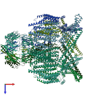 PDB entry 7uw5 coloured by chain, top view.