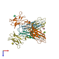 PDB entry 7uwj coloured by chain, top view.