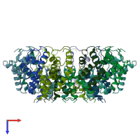 PDB entry 7uxe coloured by chain, top view.