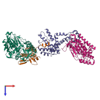 PDB entry 7uy8 coloured by chain, top view.