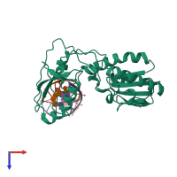 PDB entry 7uyn coloured by chain, top view.