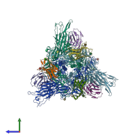 PDB entry 7uz6 coloured by chain, side view.