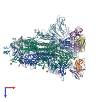 PDB entry 7uz6 coloured by chain, top view.
