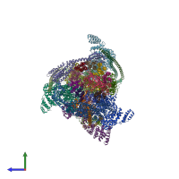 PDB entry 7uzf coloured by chain, side view.