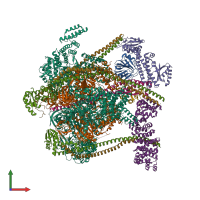 Hetero 20-meric assembly 1 of PDB entry 7uzj coloured by chemically distinct molecules, front view.