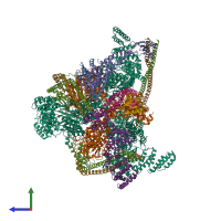 Hetero 20-meric assembly 1 of PDB entry 7uzj coloured by chemically distinct molecules, side view.