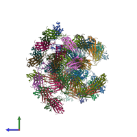 PDB entry 7v05 coloured by chain, side view.
