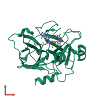 PDB entry 7v18 coloured by chain, front view.