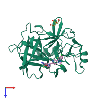 PDB entry 7v18 coloured by chain, top view.