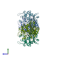PDB entry 7v1y coloured by chain, side view.