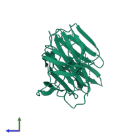 PDB entry 7v22 coloured by chain, side view.