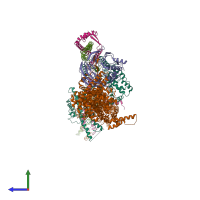 PDB entry 7v2w coloured by chain, side view.