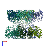 PDB entry 7v4h coloured by chain, top view.