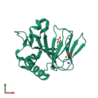 PDB entry 7v4m coloured by chain, front view.