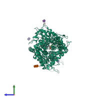 PDB entry 7v6y coloured by chain, side view.