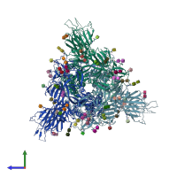 PDB entry 7v7d coloured by chain, side view.