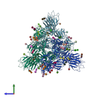 PDB entry 7v7t coloured by chain, side view.