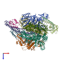 PDB entry 7vai coloured by chain, top view.