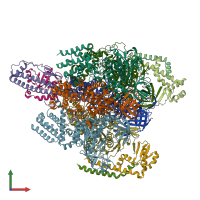 PDB entry 7vax coloured by chain, front view.
