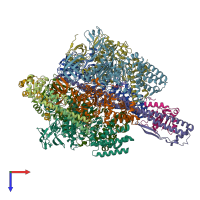 PDB entry 7vay coloured by chain, top view.