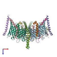 PDB entry 7vby coloured by chain, top view.
