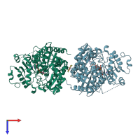 PDB entry 7vek coloured by chain, top view.