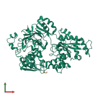 PDB entry 7veq coloured by chain, front view.