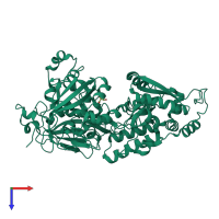 PDB entry 7veq coloured by chain, top view.