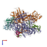 PDB entry 7vf9 coloured by chain, top view.