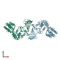 PDB entry 7vfn coloured by chain, front view.
