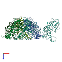 PDB entry 7vi9 coloured by chain, top view.
