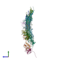 PDB entry 7vii coloured by chain, side view.