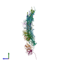 PDB entry 7vik coloured by chain, side view.