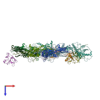 PDB entry 7vik coloured by chain, top view.