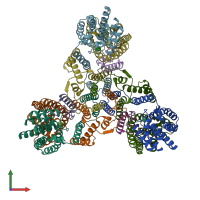 PDB entry 7vly coloured by chain, front view.