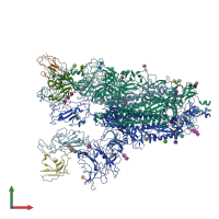 PDB entry 7vne coloured by chain, front view.