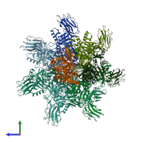 PDB entry 7vnn coloured by chain, side view.