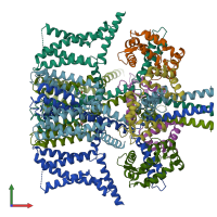 PDB entry 7vnq coloured by chain, front view.