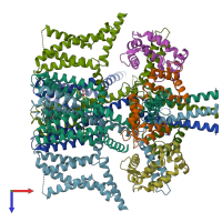 PDB entry 7vnq coloured by chain, top view.