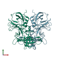 PDB entry 7vp0 coloured by chain, front view.