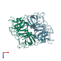 PDB entry 7vp0 coloured by chain, top view.