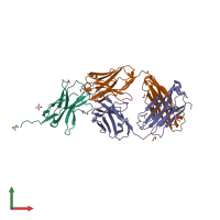 PDB entry 7vux coloured by chain, front view.