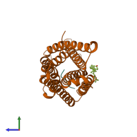 PDB entry 7vv0 coloured by chain, side view.