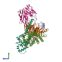 PDB entry 7vv5 coloured by chain, side view.