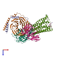 PDB entry 7vv5 coloured by chain, top view.
