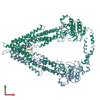 PDB entry 7vwc coloured by chain, front view.