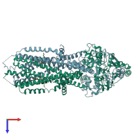 PDB entry 7vwc coloured by chain, top view.