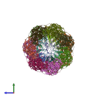 PDB entry 7vwx coloured by chain, side view.