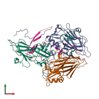 PDB entry 7vxh coloured by chain, front view.