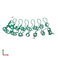 PDB entry 7vxw coloured by chain, front view.